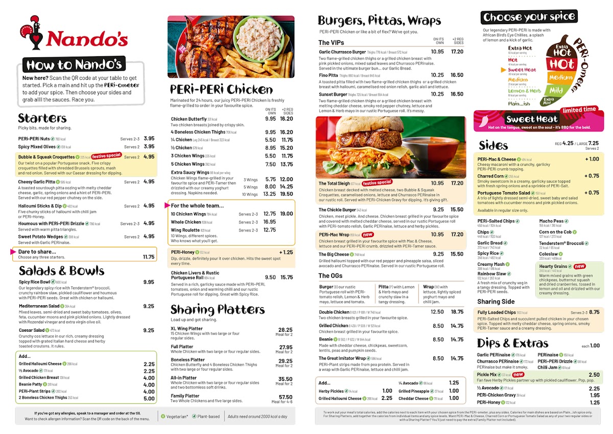 Menu Nando's Gatwick - South Terminal-1