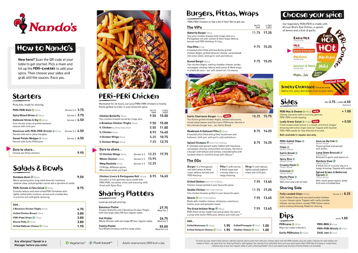 Menu Nando's Gatwick - South Terminal-10