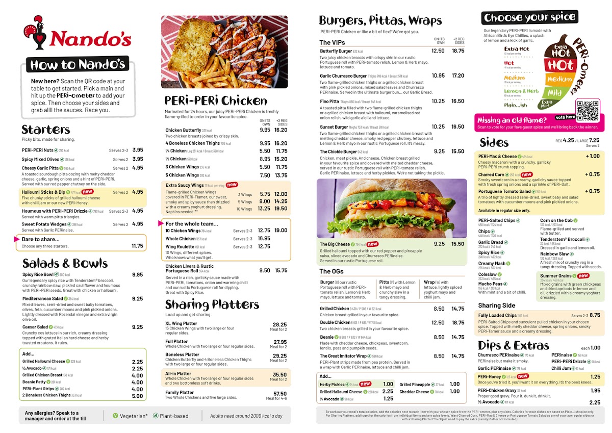 Menu Nando's Gatwick - South Terminal-4