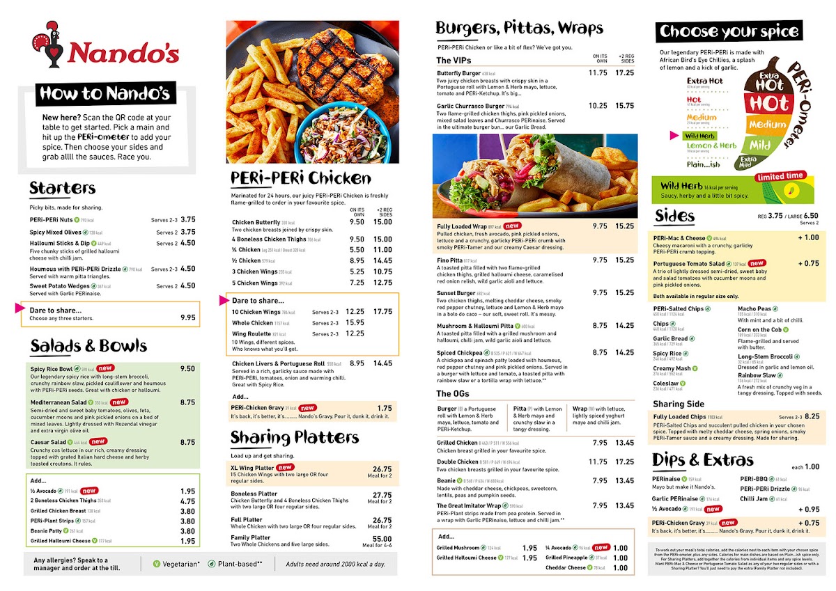 Menu Nando's Gatwick - South Terminal-6