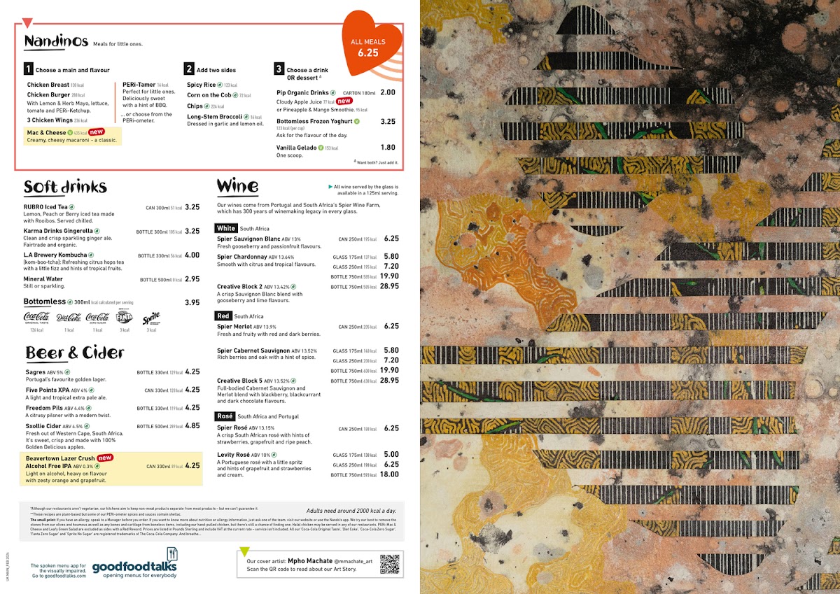 Menu Nando's Gatwick - South Terminal-8