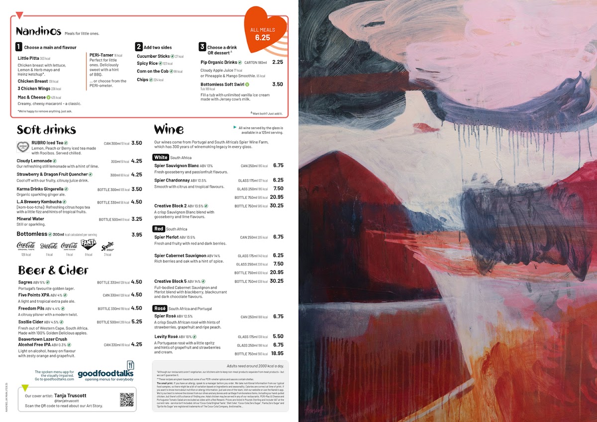 Menu Nando's Gatwick - South Terminal-9